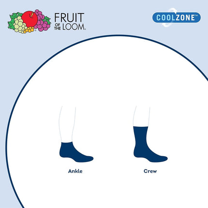 Fruit of the Loom Boys' Coolzone Ankle Socks (6 Pack), White Assorted, Medium