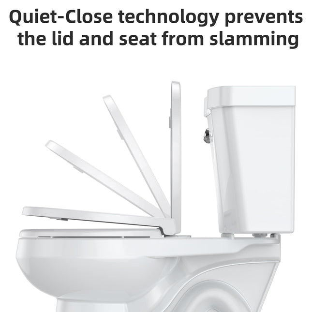 Toilet Seat,Round Toilet Seat with Quiet-Close, Quick-Attach Hardware with Grip-Tight Bumpers, Quick-Release Design,Slow-Close Toilet Seat, Full Flat White