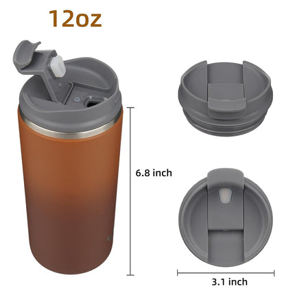 Konokyo Tumbler with Lid, 12 oz Travel Coffee Mug Double Wall Vacuum Stainless Steel Thermal Metal Cup Insulated Water Bottle,Caramel