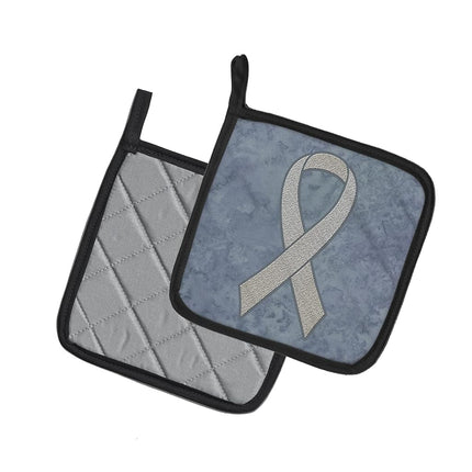 Caroline's Treasures Ruban transparent pour la sensibilisation au cancer du poumon, paire de maniques, 7,5H x 7,5W, multicolore