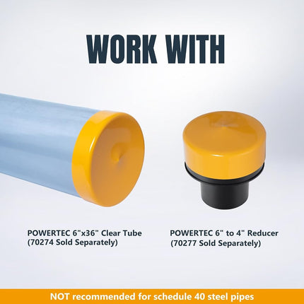 Bouchon d'extrémité POWERTEC de 6 po de diamètre intérieur pour tuyaux de 6 po de diamètre extérieur, couvercle de tuyau en plastique pour systèmes de dépoussiérage de menuiserie, paquet de 2 (70453-P2)
