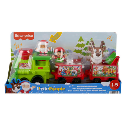 Fisher-Price Little People, juguete musical de tren de Navidad para niños pequeños con figuras de Papá Noel, elfo y reno para jugar a simular, para niños de 1 año en adelante