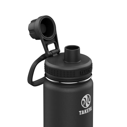 Takeya Actives Insulated Water Bottle with Spout Lid, 22 Ounce, Onyx