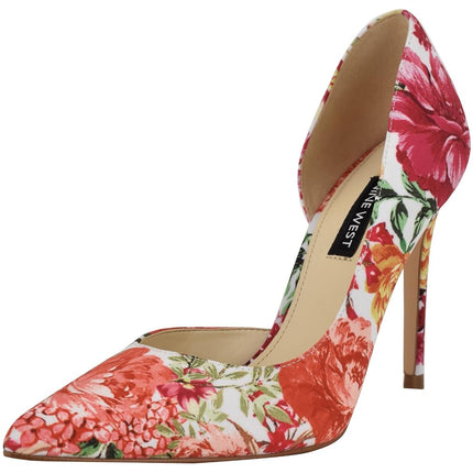 Nine West Women's Folowe Pump, White Blooms Floral