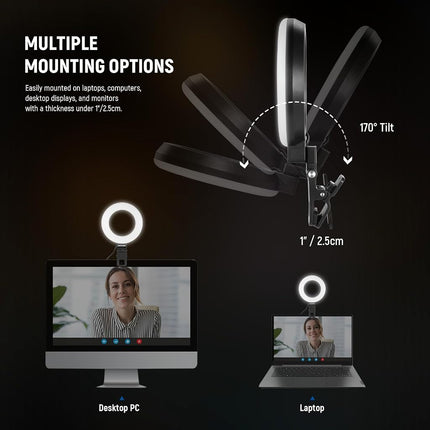 NEEWER BASICS 5" Ring Light for Video Conference Lighting, 2 Pack Clip on Light Kit with Desk Tripod Stands for Monitor Laptop Computer Zoom Call Live Streaming Recording Remote Working Learning, BR60