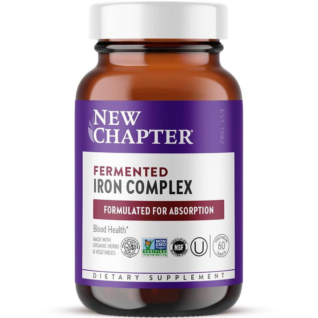 New Chapter Iron Supplement - Iron Food Complex with Organic Whole Food Ingredients + Promotes Healthy Iron Levels + Non-Constipating + Non-GMO + Gluten Free – 60ct