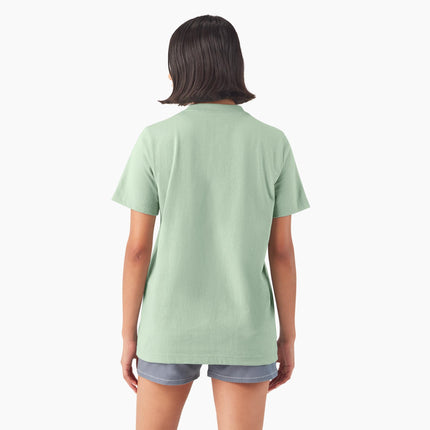 Camiseta de manga corta de bolsillo Dickies para mujer, talla grande, peso pesado, color verde Iceberg, extra pequeña