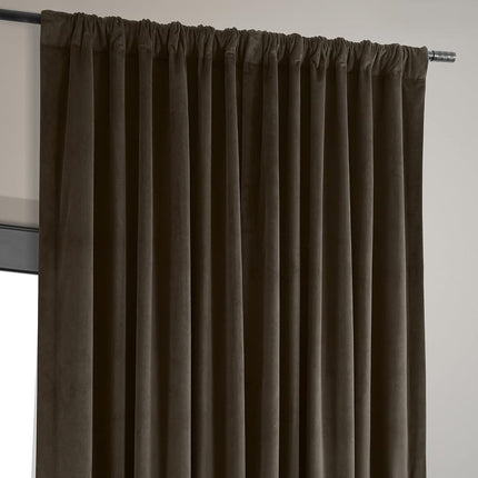 HPD Half Price Drapes Signature Velvet Thermal Blackout Curtains for Living Room 96 Inch Long (1 Panel) Rod Pocket Insulated Blackout Curtains for Bedroom Window Curtains, 100W x 96L, Java