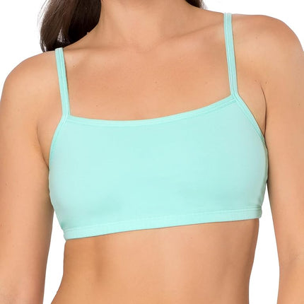 Fruit of the Loom Women's Spaghetti Strap Cotton Pull Over 3 Pack Sports Bra in Fashion Colors, Opaque, Skinny Stripe/Black/Mint Chip, 32 (Pack of 3)