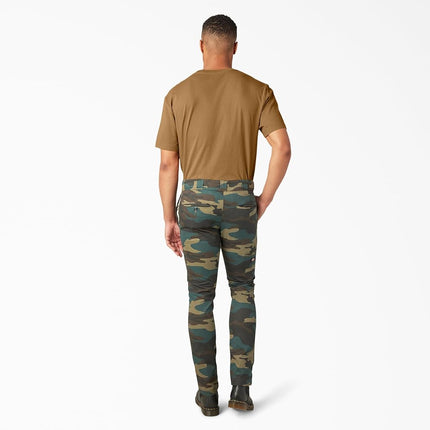 Dickies Men's Skinny Fit Work Pants, Hunter Green Camo, 31W x 30L