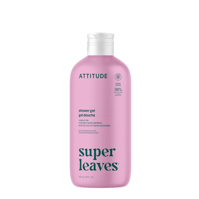 ATTITUDE Natural Soothing Body Wash: EWG Verified, Hypoallergenic & Dermatologist Tested - Super leaves Collection (16 oz)