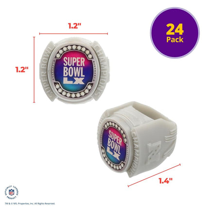 DecoPac NFL Super Bowl LX Rings, Cupcake Decorations, Officially Licensed, Football Rings, Food Safe Cake Toppers – 24 Pack