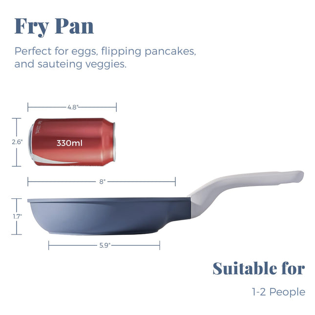 PRICUSIS 5Pcs Nonstick Frying Pan Set, Swiss ILAG Coating, 8+10+12 Inch Induction Compatible, Stay Cool Handle, Fully Coated, 100% Dishwasher Safe, PFOA Free Omelet Pans, Warp Resistant (Black Sesame)