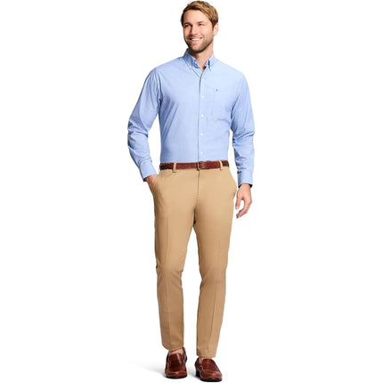 Izod Men's American Chino Flat Front Slim Fit Pant Casual, Khaki, 36W x 30L