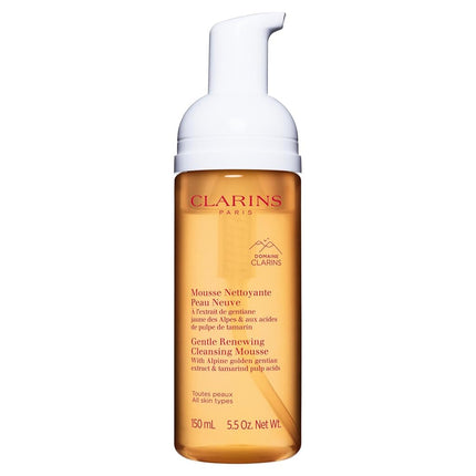 Clarins Gentle Renewing Cleansing Mousse | Cleanses, Gently Exfoliates & Refreshes | Foaming Mousse |Soap-No|SLS-No | Dermatologist Tested | Exfoliating Tamarind Pulp Extract Rich In AHAs | 150 ml