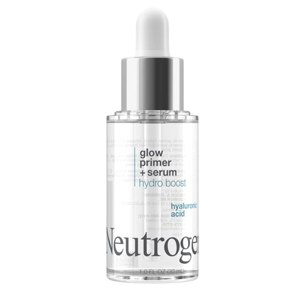 Neutrogena Hydro Boost Glow Booster Primer y Sérum, Sérum Facial Hidratante y Humectante Híbrido, Infundido con Ácido Hialurónico Purificado y Diseñado para Hidratar Instantáneamente, 1.0 fl. oz