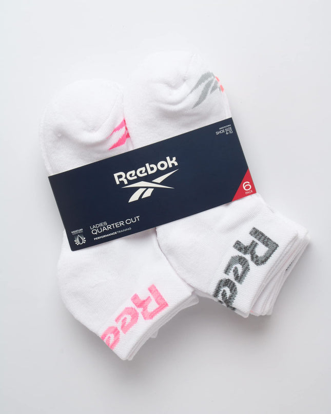 Reebok Women's Comfort Cushioned Athletic Quarter Cut Socks (6 Pack), White Marl, 3.5-9 UK