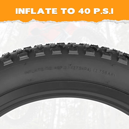 GRELiving 20x3.0 Fat Bike Tyre -76-406 Wide Tires for MTB, Electric-Bicycle, Beach Cruiser- Superior Comfort & Traction (Black-2xTyres+2xLevers, 20x3.0 Inches)