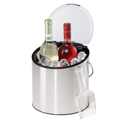 OGGI Cubitera para Vino y Hielo - Cubitera con Tapa y Cuchara para Hielo, Enfriador de Vino, Enfriador de Vino de Mesa con Capacidad para 2 Botellas, el Juego de Bar es un Gran Complemento para el Carrito de Bar o los Accesorios de Bar en Casa, 4 Cuartos