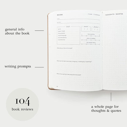 KUNITSA CO. Reading Journal. Book Journal for Book Lovers & Readers. Review and Track Your Reading (Latte, Avid Reader Edition) - 104 book reviews