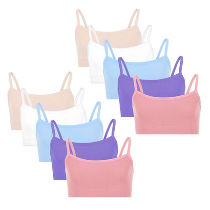 Fruit of The Loom Big Girls Training Bra Value Packs Available in Cotton & Seamless!, Deja Blue/Lilas/Lilac/Lt Sand/White, Small