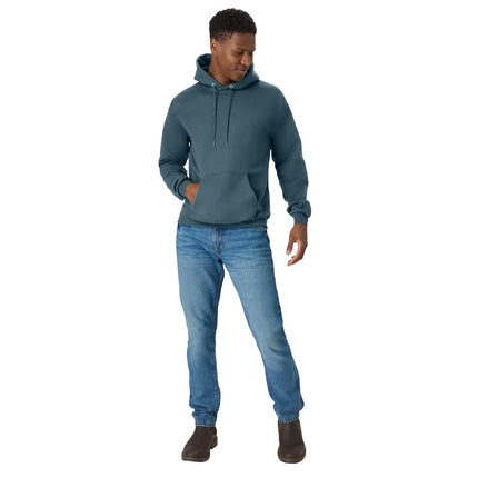 Hanes Men's Ecosmart Hoodie, Midweight Fleece Sweatshirt, Pullover Hooded Sweatshirt for Men, Metallic Teal, L