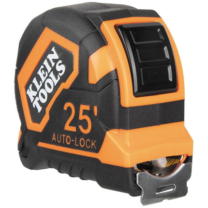 Klein Tools 9125AL Tape Measure, Heavy-Duty Measuring Tape, 25-Foot Single-Hook Nylon Reinforced Blade, Auto-Lock