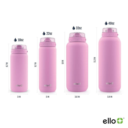 Ello Cooper 18oz Kids Stainless Steel Water Bottle with Straw and Carry Handle, Double Walled and Vacuum Insulated Metal, Leak Proof Locking Lid with Soft Silicone Spout, Reusable, BPA Free, Sage