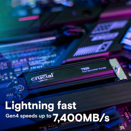 Crucial T500 1TB SSD PCIe Gen4 NVMe M.2 with Heatsink, Up to 7300MB/s, Compatible with PlayStation 5, TLC NAND, Desktop PC, Solid State Drive - CT1000T500SSD5