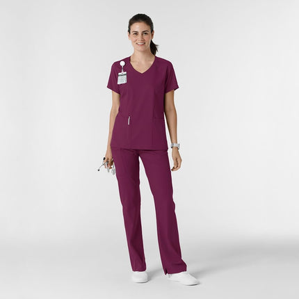 WonderWink Women's Stovepipe High-Low Hem Scrub Pant, Wine, X-Small Petite