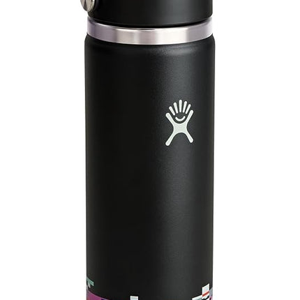 Hydro Flask Water Bottle - Insulated Stainless Steel - Wide Straw Lid, Non Spill, Leakproof in 24 Oz Glitch Black
