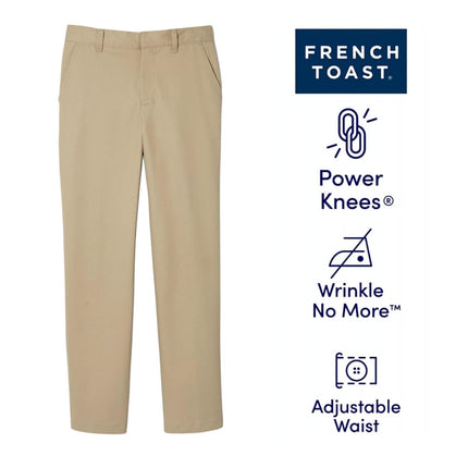 French Toast Boys' Adjustable Waist Relaxed Fit Pant (Standard & Husky), Khaki Beige, 4 Slim