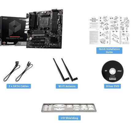 MSI PRO B550M-VC WiFi ProSeries Motherboard (AMD AM4, DDR4, PCIe 4.0, SATA 6Gb/s, M.2, USB 3.2 Gen 2, HDMI/DP, Wi-Fi, mATX)