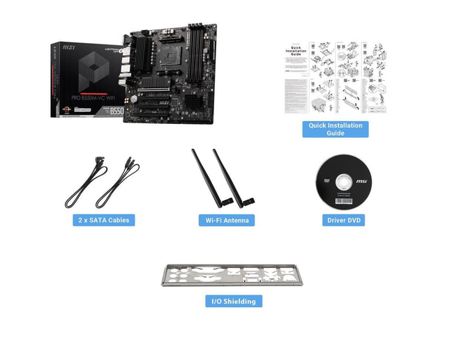 Placa base MSI PRO B550M-VC WiFi ProSeries (AMD AM4, DDR4, PCIe 4.0, SATA 6Gb/s, M.2, USB 3.2 Gen 2, HDMI/DP, Wi-Fi, mATX)