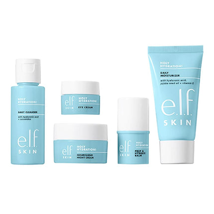 e.l.f. SKIN Jet Set Hydration Kit, Travel Friendly Hydrating Skincare Set, Face Cleanser, Balm, Moisturiser, Eye Cream and Night Cream, Vegan and Cruelty-Free