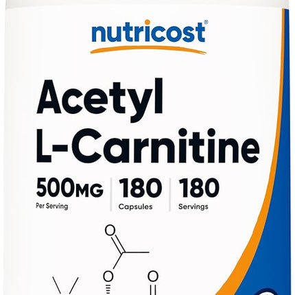 Nutricost Acetyl L-Carnitine 500mg, 180 Capsules - Non-GMO and Gluten Free
