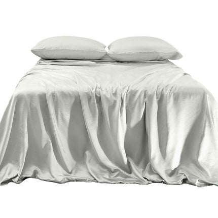 Elegant Comfort Luxurious 4-Piece Silky Satin Sheet Set, Skin and Hair Friendly, Wrinkle, Fade, Stain Resistant with Deep Pockets Fitted Sheet, Cooling Soft Satin Sheet Set, Full, Light Jade