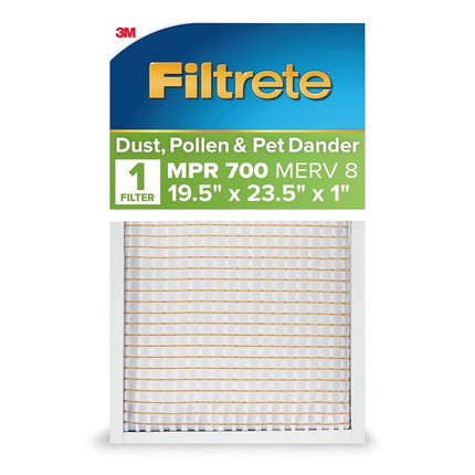 Filtro de aire electrostático Filtrete, 19.5x23.5x1, MPR 700, MERV 8, Reducción de polvo, polen y caspa de mascotas Clean Living, Filtros de aire plisados para HVAC y hornos, 4 filtros