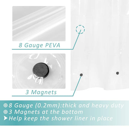 Mrs Awesome Narrow PEVA 8G Shower Curtain or Liner-Water Proof and PVC Free-Plain Pattern Design-48" x 84"-Clear