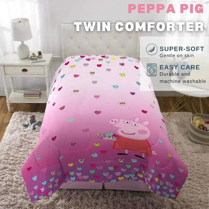 Franco Peppa Pig Parure de lit pour enfant, en microfibre ultra douce et réversible, taille simple (produit sous licence officielle)