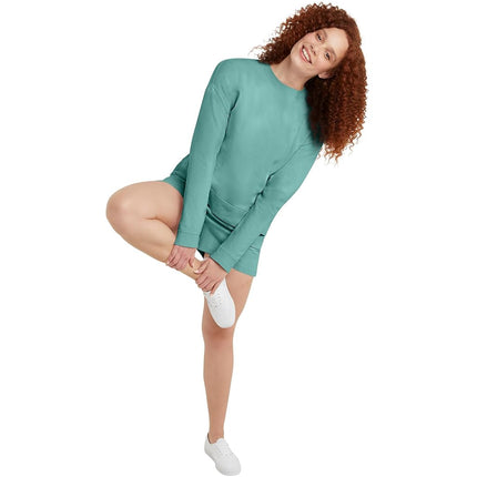 Sudadera de felpa de peso medio teñida en prenda Hanes Originals para mujer, color "Spanish Moss", XL