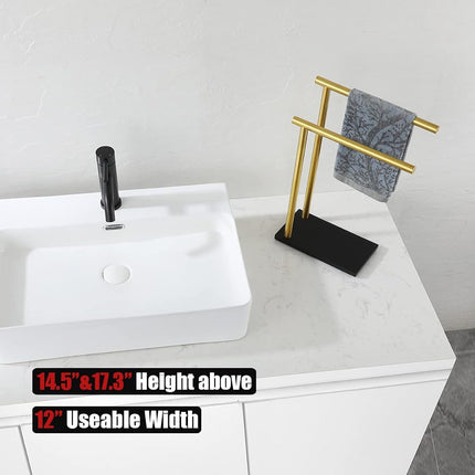 JQK Toallero de Mano con Acabado en Bronce Frotado con Aceite, Soporte Moderno en Forma de Árbol de Pie para Encimera con 2 Barras de 30,5 cm, Acero Inoxidable 304 ORB, HTT172-ORB