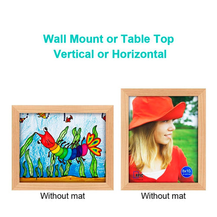 8x10 inch Picture Frame Made of Solid Wood High Definition Glass for Table Top Display and Wall Mounting Photo Frame Natural