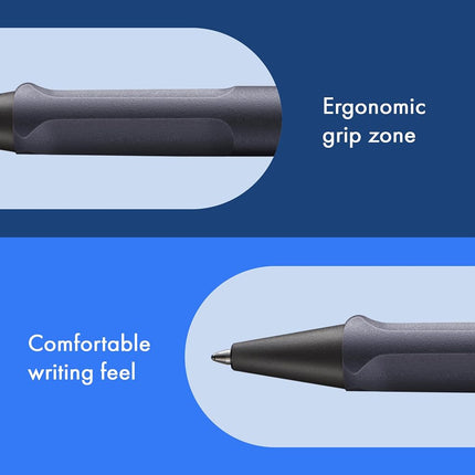 Lamy safari steel black - Ballpoint Pen with ergonomic grip & line width M - for pleasant long writing - made of robust ASA plastic – including large capacity refill M 16 in black