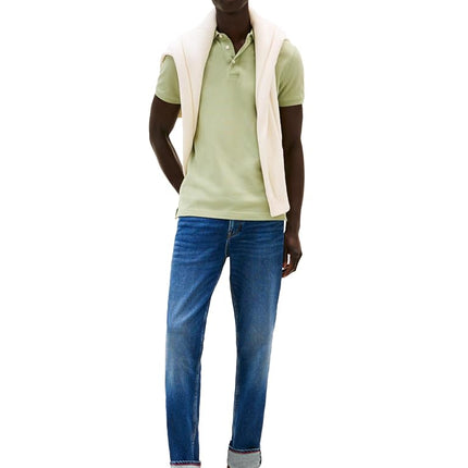 Tommy Hilfiger Men's Short Sleeve Polo Shirts in Slim Fit with Stretch and Organic Pique Cotton, Earth Sage, XS