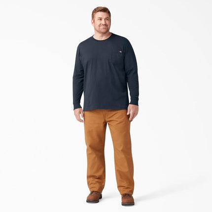 Dickies Men's Long Sleeve Heavyweight Crew Neck T-Shirt, Dark Navy, 3XL
