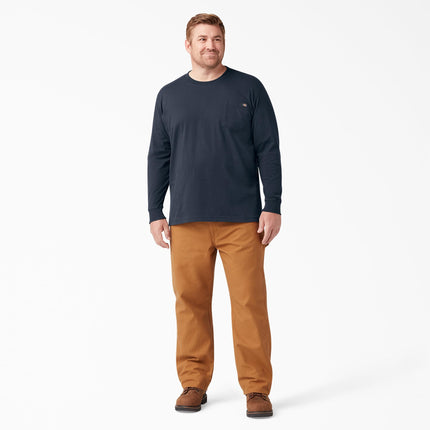 Dickies, para hombre, camiseta de manga larga con bolsillo de peso pesado, corte relajado, azul marino oscuro, talla M