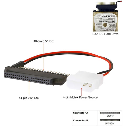 Adaptador Sabrent de 2.5/3.5" - 44 pines, 40 pines, macho/hembra, IDE/SATA, níquel, negro, blanco)