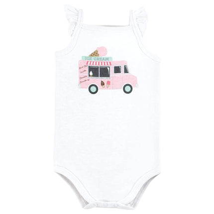 Lot de 3 bodys sans manches en coton pour bébé unisexe Hudson Baby, motif camion de glaces, 3-6 mois