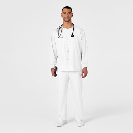 WonderWink 800AWHITSM Wonder Work Unisex Snap Front Jacket, White, Standard-S Size